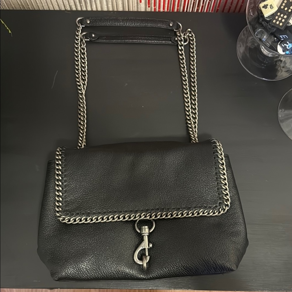 Rebecca Minkoff Black Shoulder Bag with Silver Chain Detail